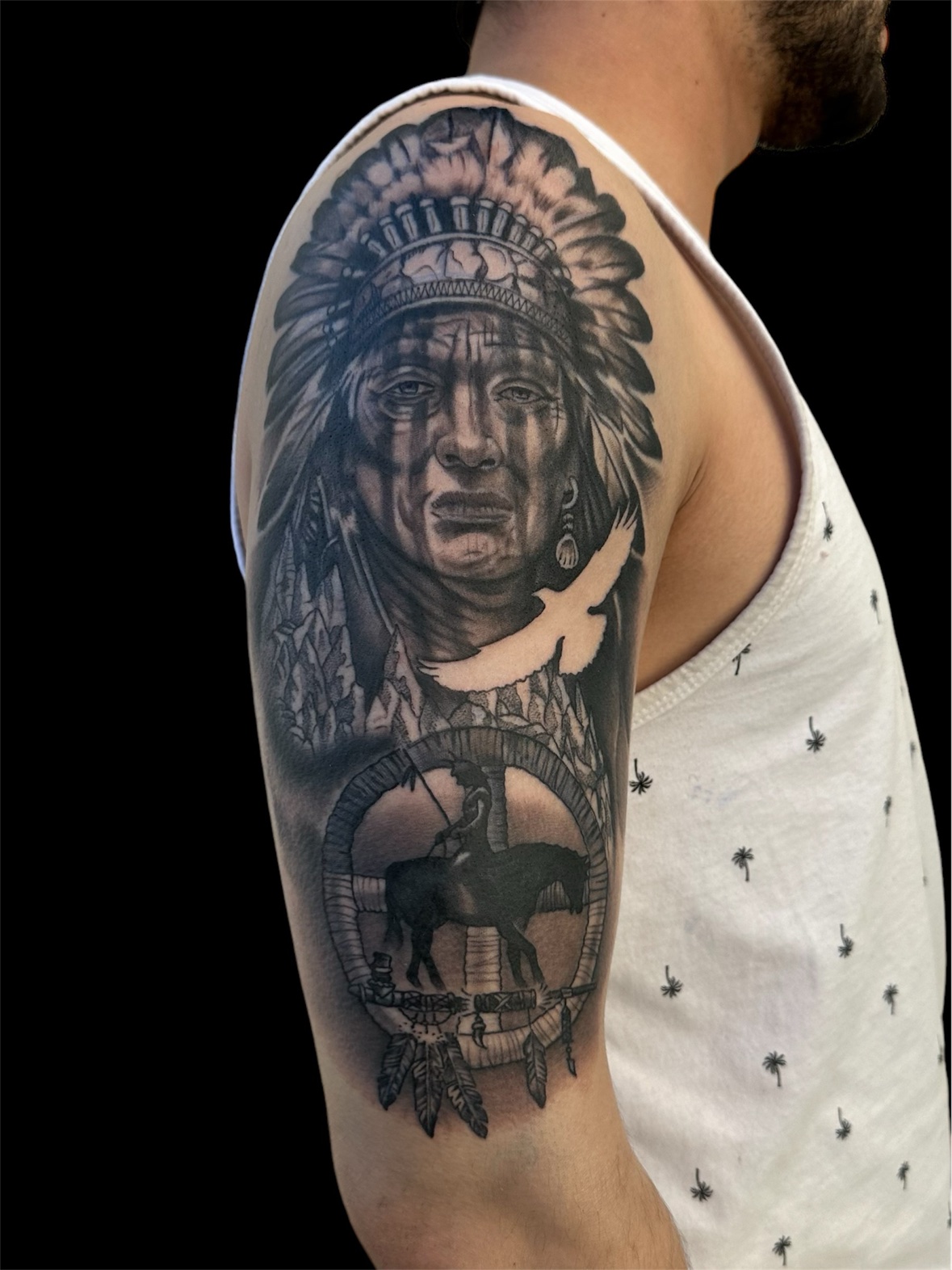 Native American chief portrait tattoo