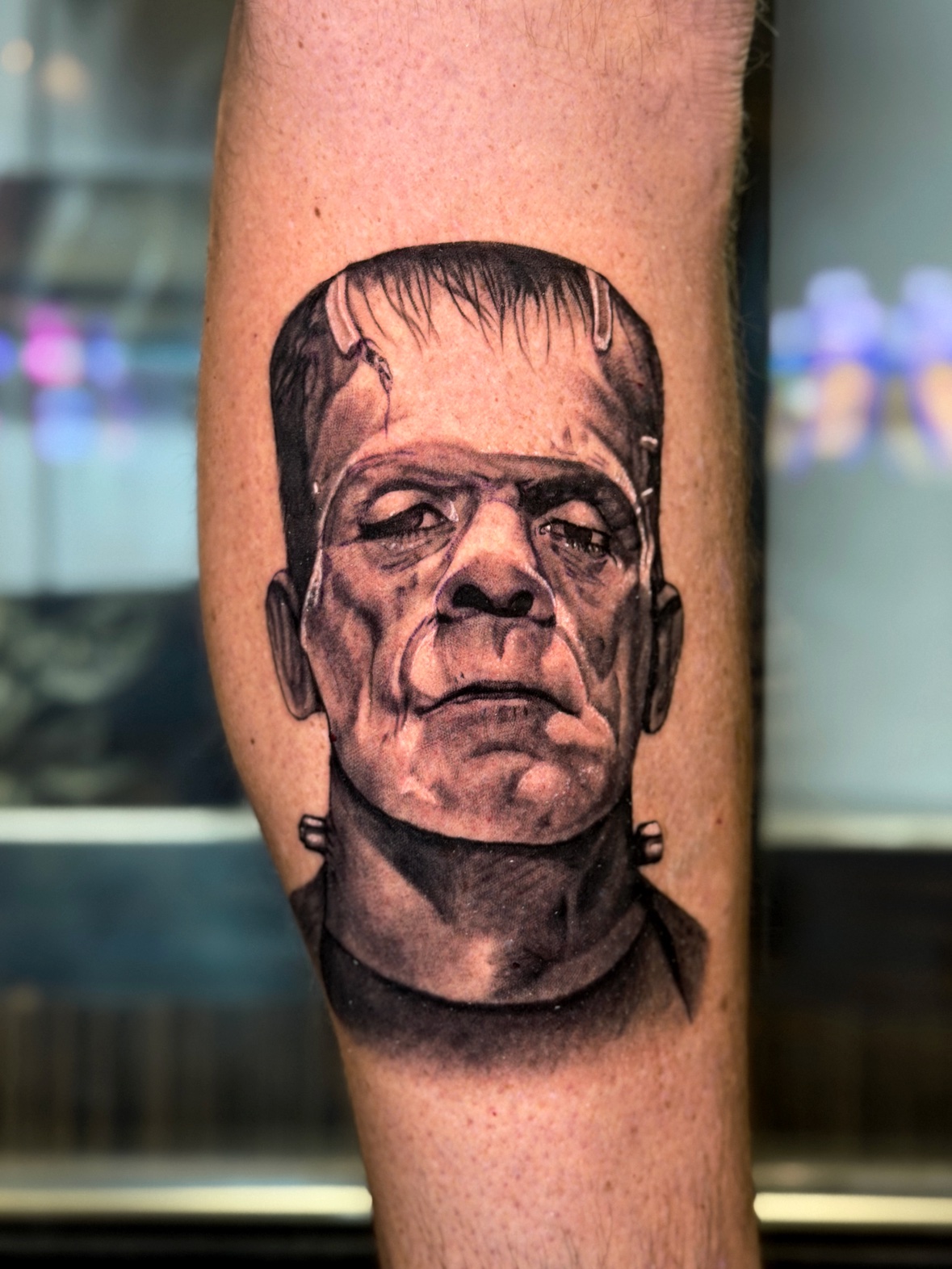 Frankenstein's monster portrait tattoo